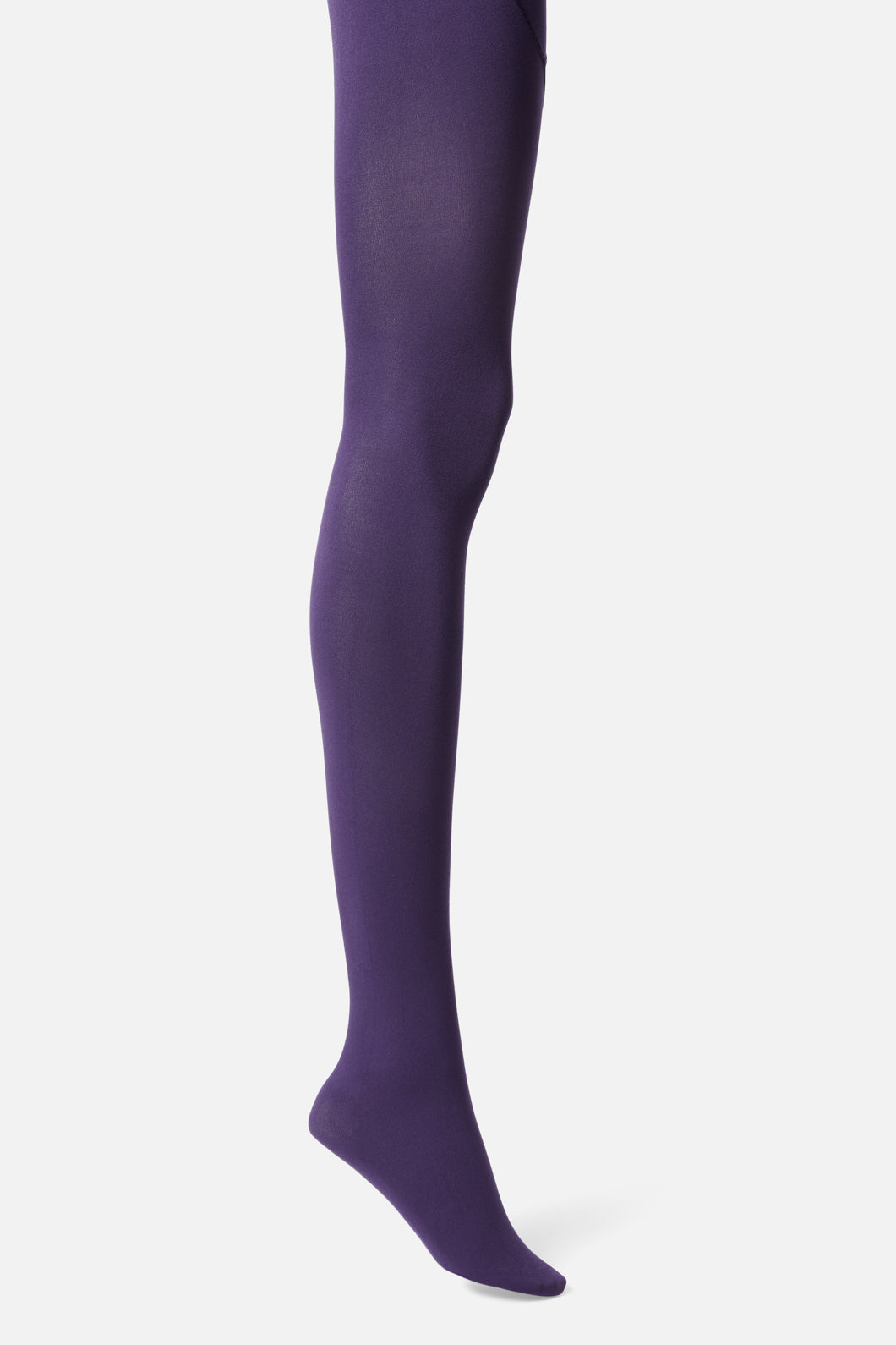 Classic Full-length Semi-opaque Solid Tights in White or Purple, Sizes S, M, L