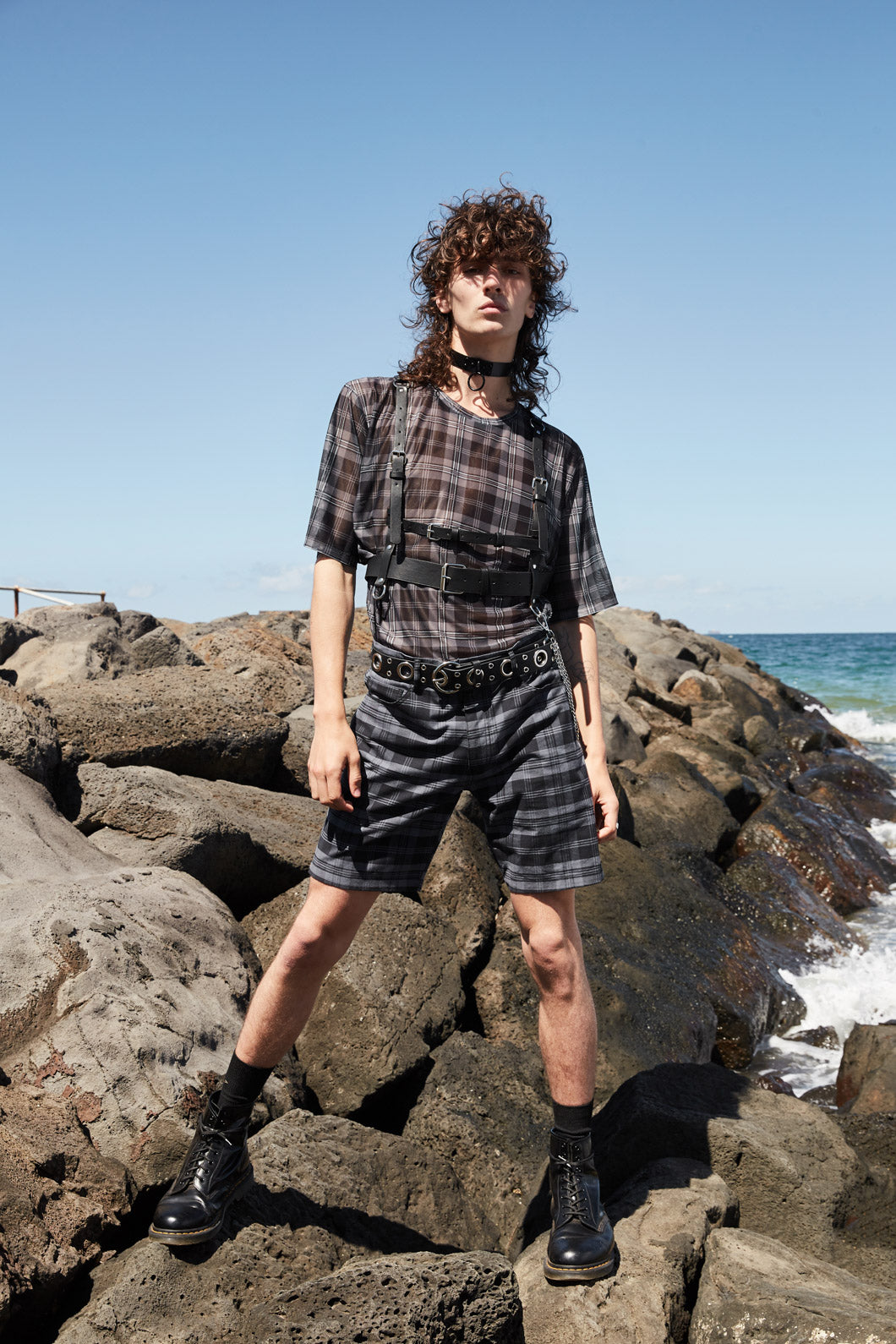 Stylish Oversized Tartan Print Mesh Tut Tut Tee