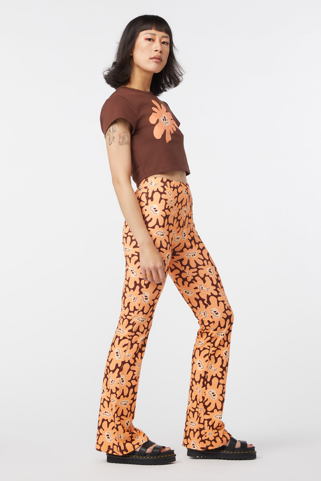 Organic Cotton Cropped Flower Frenzy Short-Sleeve Round Neck Tee