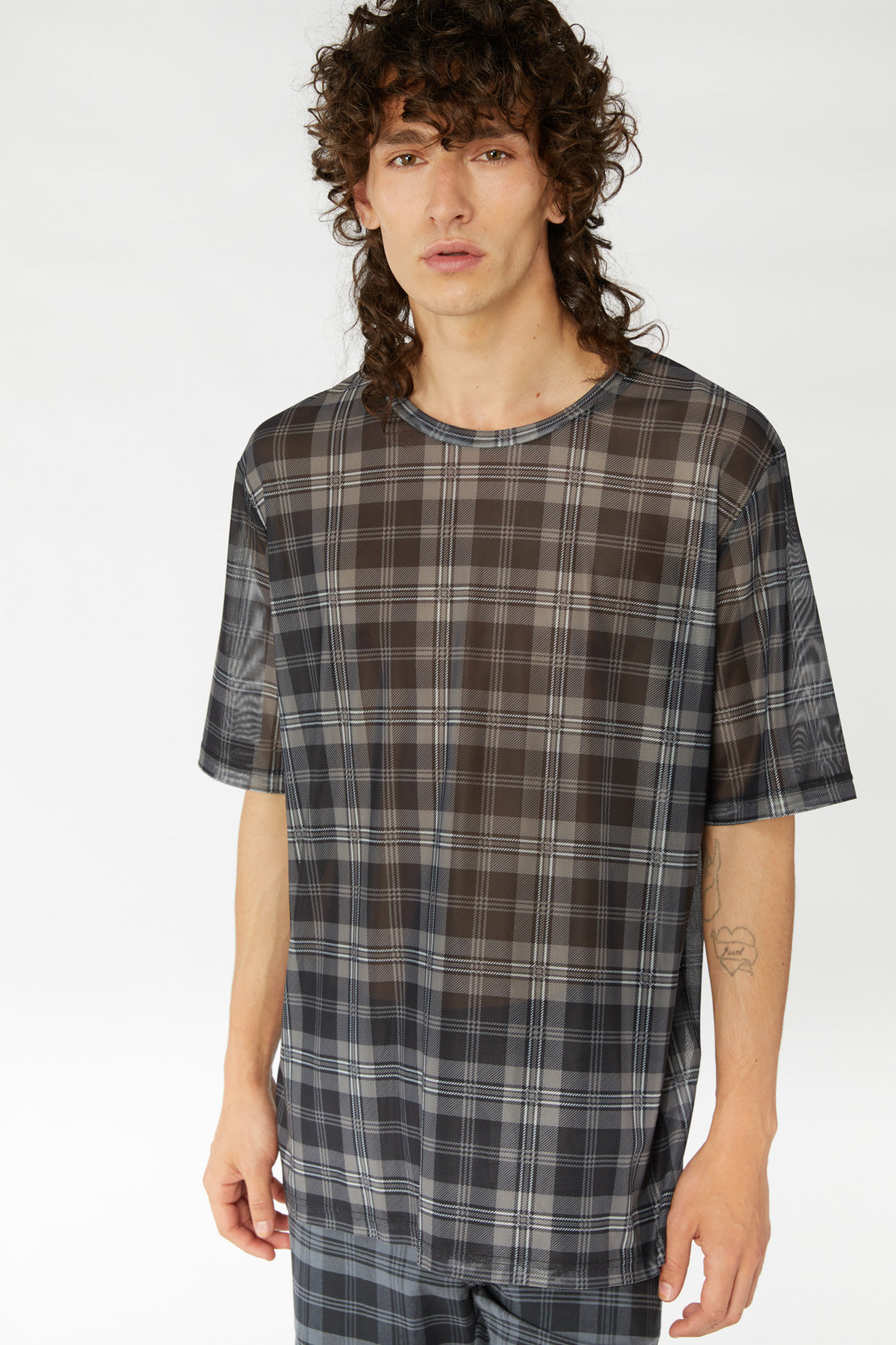 Stylish Oversized Tartan Print Mesh Tut Tut Tee