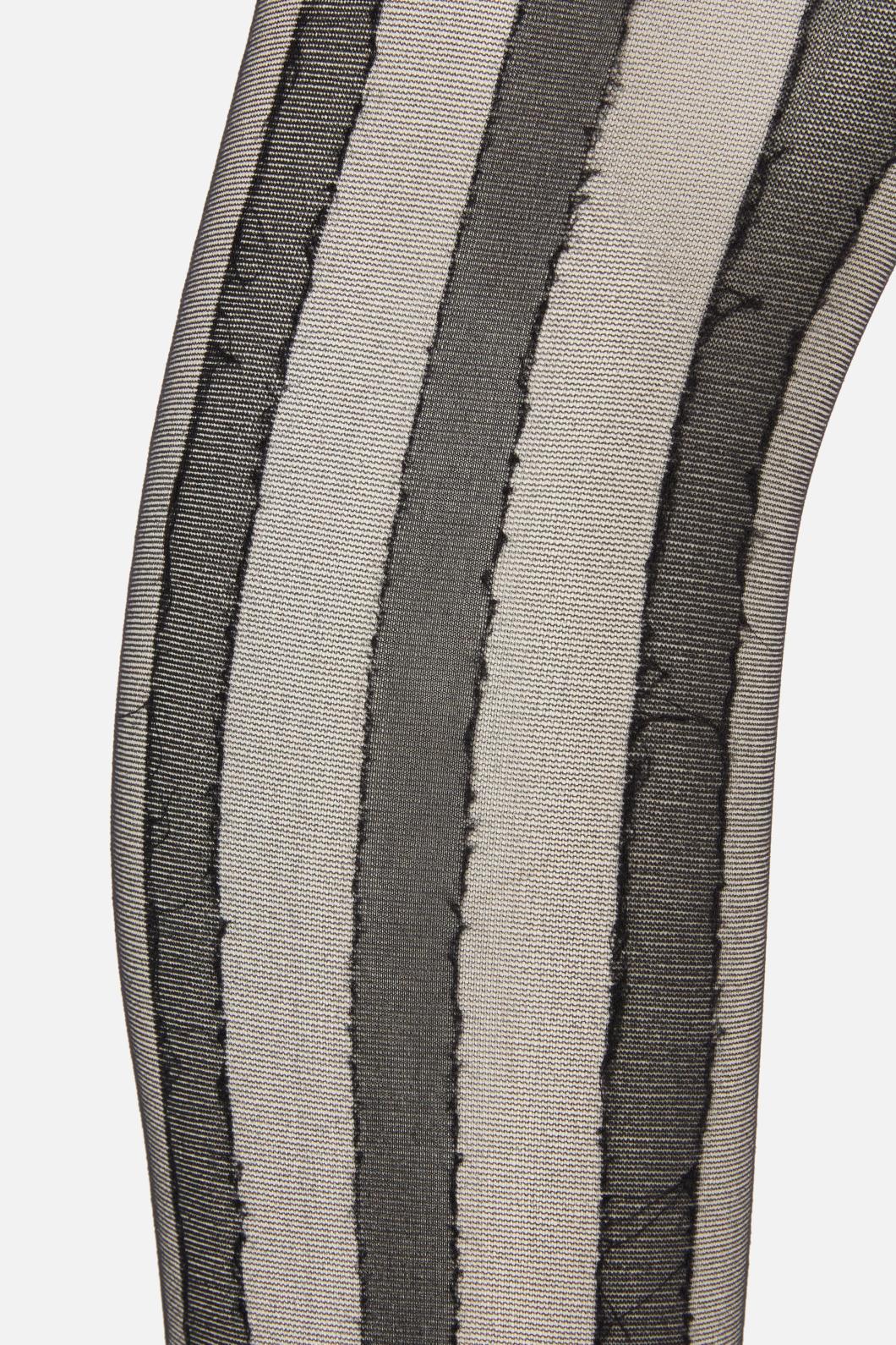 Stylish Full-length Vertical Striped Black Tights with Generous Stretch