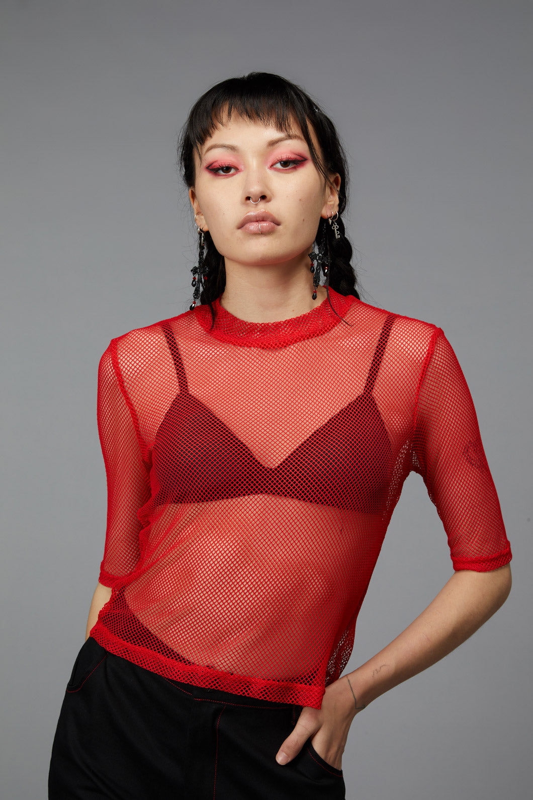 Wide Style Polyester Mesh Fishnet Top for Fashionable Wear