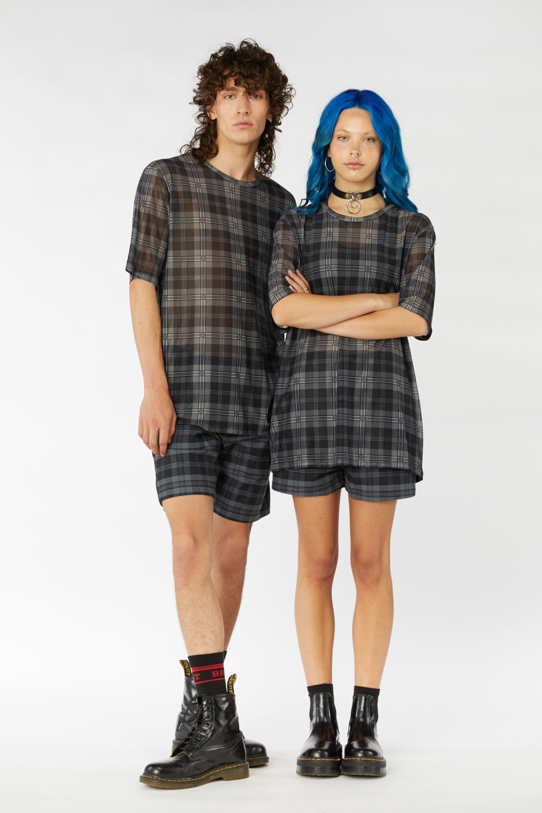 Stylish Oversized Tartan Print Mesh Tut Tut Tee