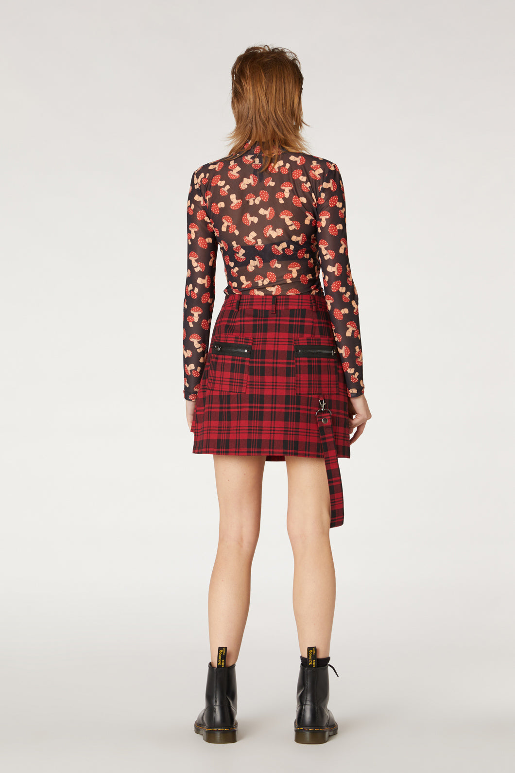 Stylish Red Tartan Escape Affection Skort with Detachable Strap