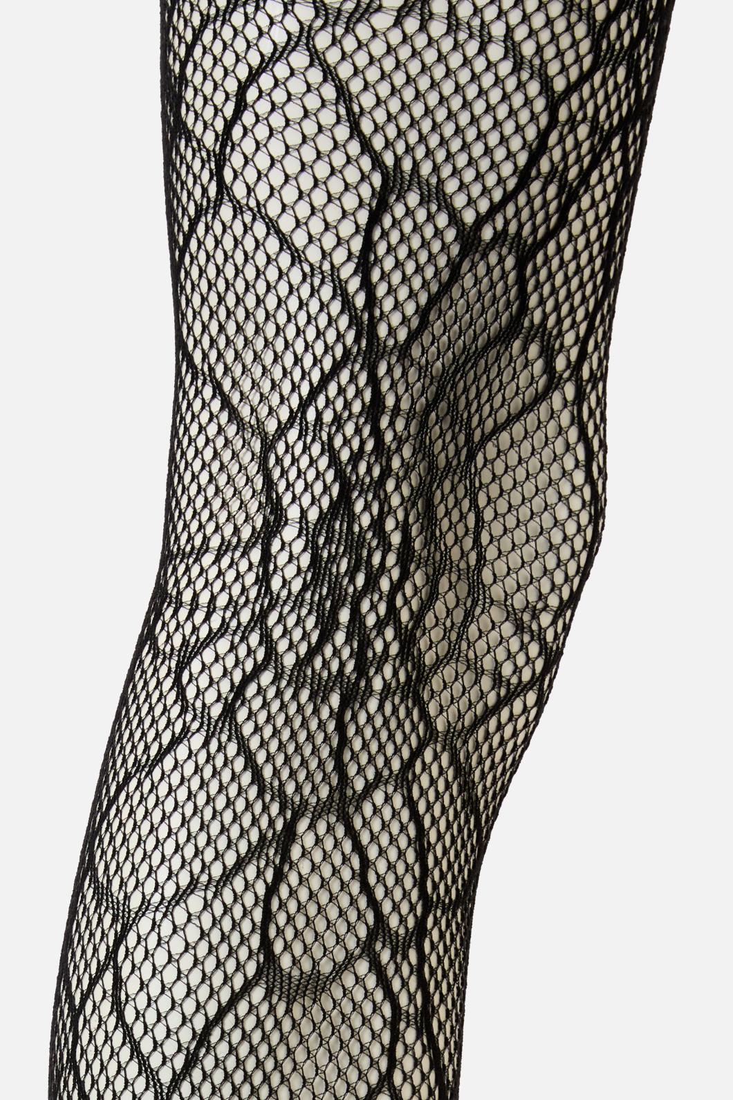 Cool Full-length Black Web-design Fishnet Tights with Generous Stretch