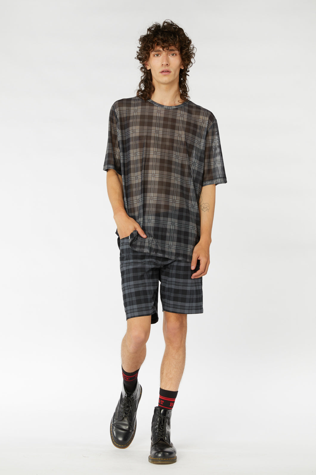 Stylish Oversized Tartan Print Mesh Tut Tut Tee