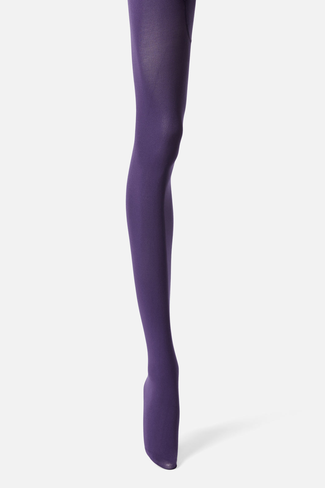 Classic Full-length Semi-opaque Solid Tights in White or Purple, Sizes S, M, L