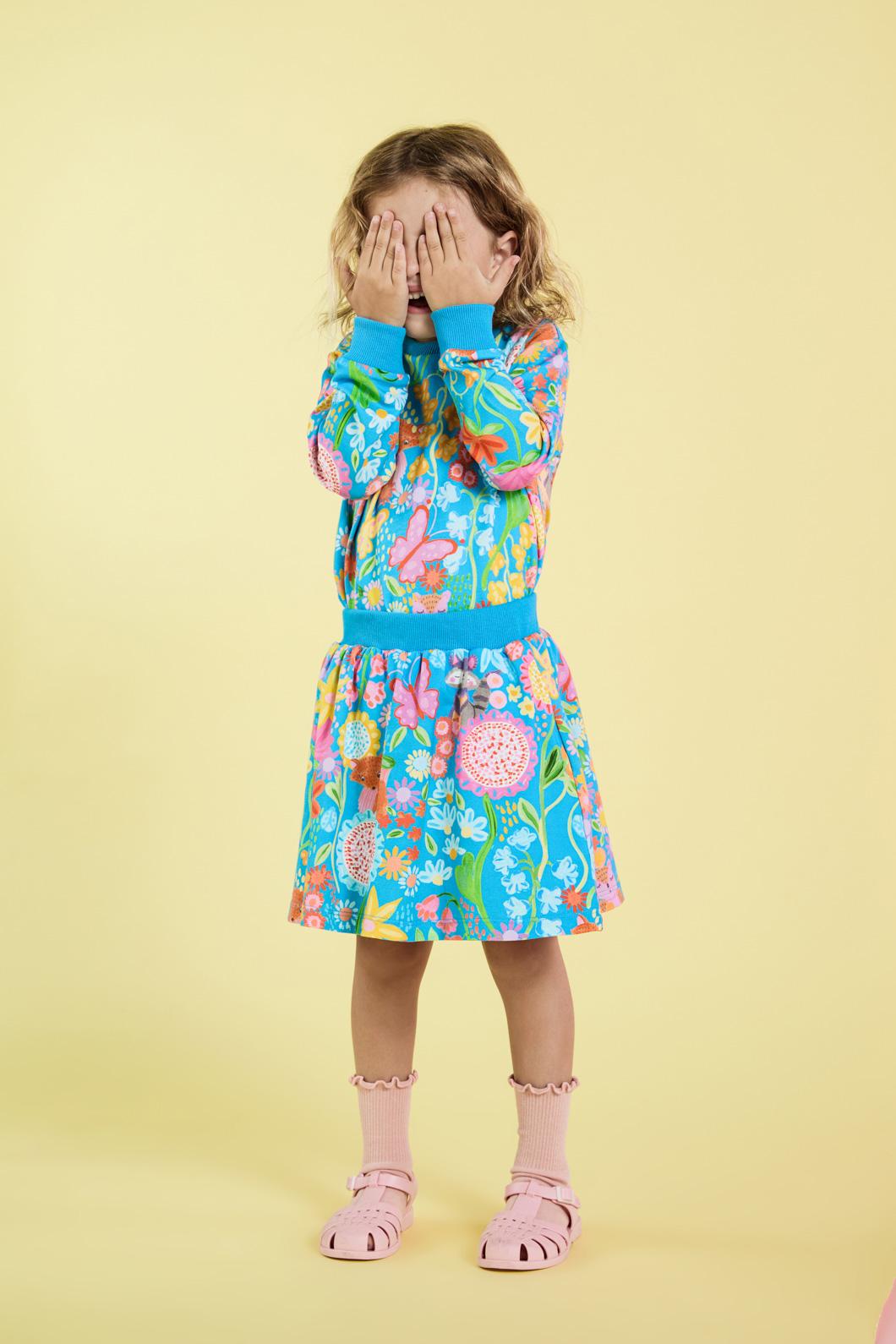 Soft Cotton Printed Folk Flower Terry Skirt for Kids