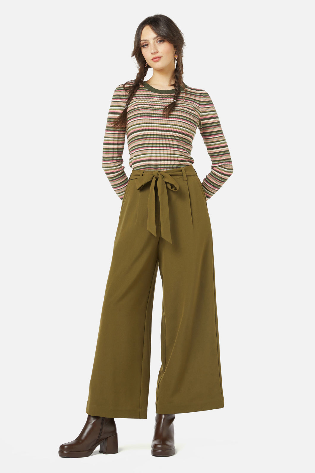 Relaxed High-Waisted Dani Pant in Rust and Olive