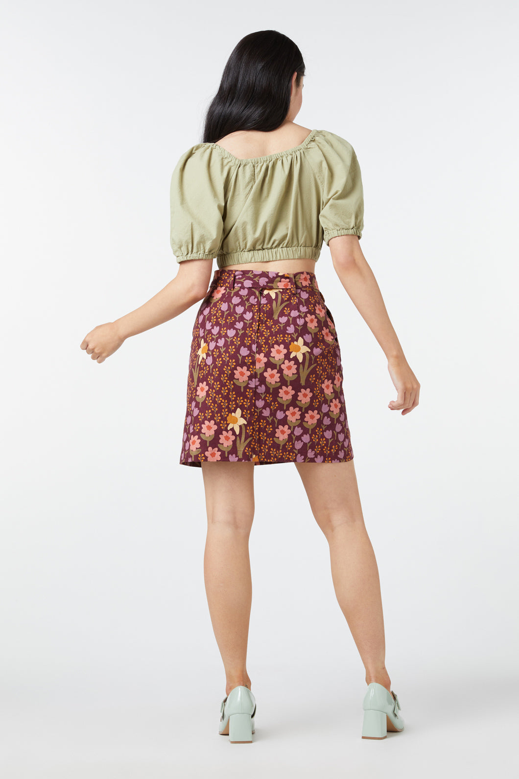 Winona Scandinavian Inspired Floral Print Mini Skirt for Women